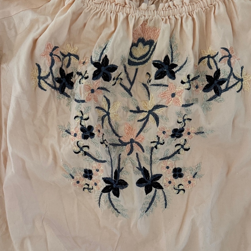 Free People | Fleur Du Jour 
Embroidered Pink Peasant Mini Dress - Picture 4 of 8
